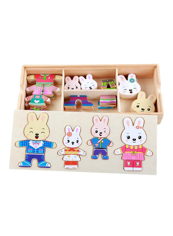 Wooden Rabbit Change Clothes Jigsaw Puzzle Toys - Image 1